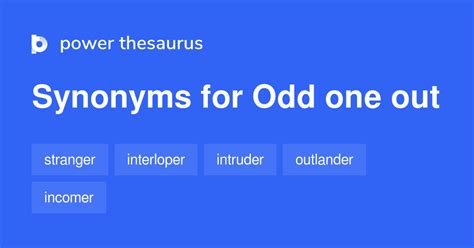 ODD MAN OUT OR ODD ONE OUT Synonyms .